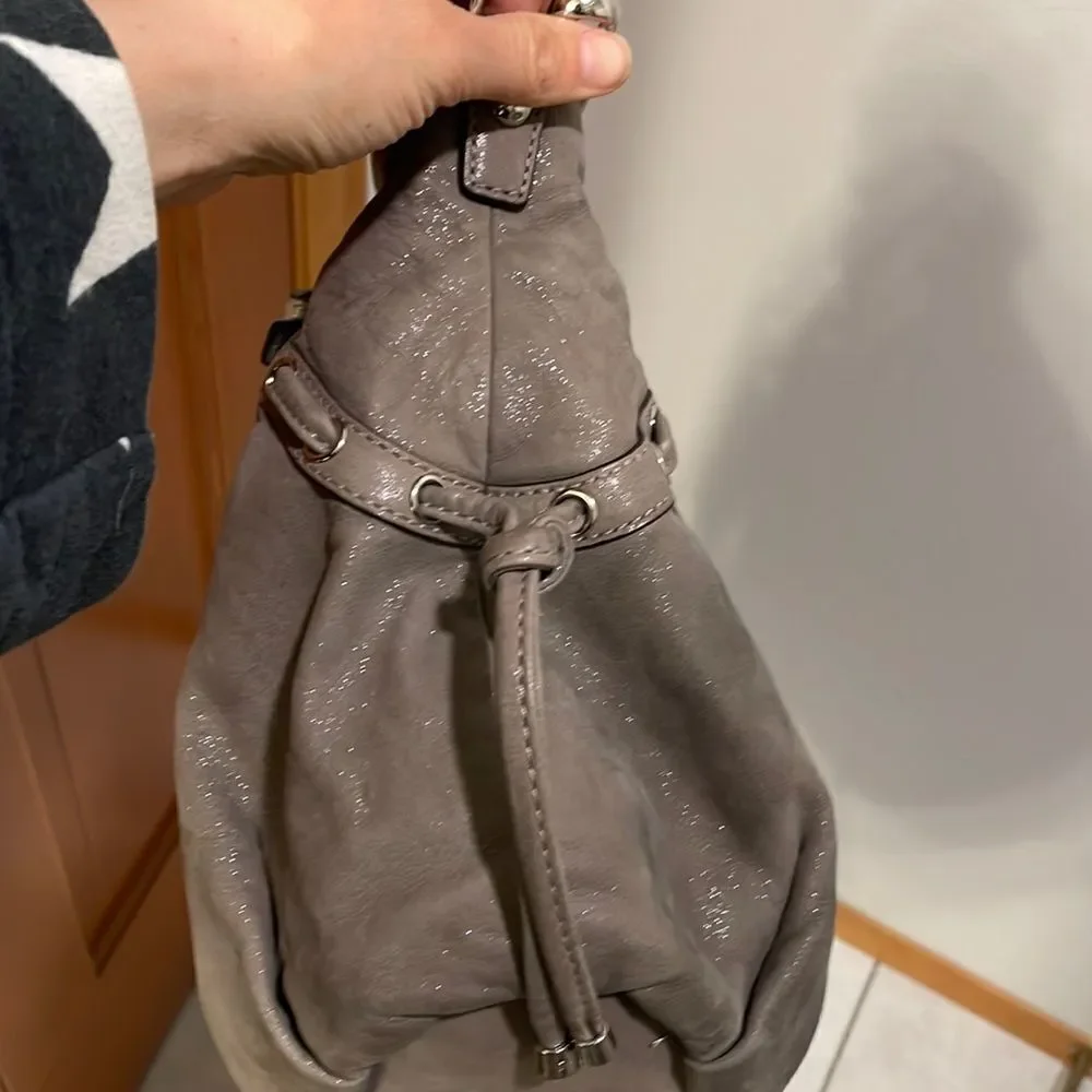 Coach Sophia grey pleated leather satchel